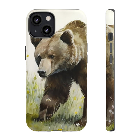 Grizzly Bear in a Field - Impact Resistant Phone Case iPhone 13 Matte